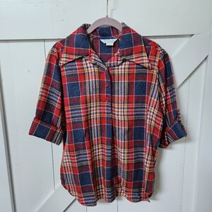 Vintage Plaid Blouse by Koret - Red and Blue
